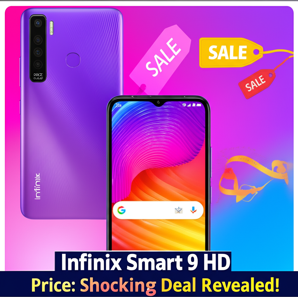 Generate a high-quality, relevant image prompt for an article about: Infinix Smart 9 HD Price: Shock